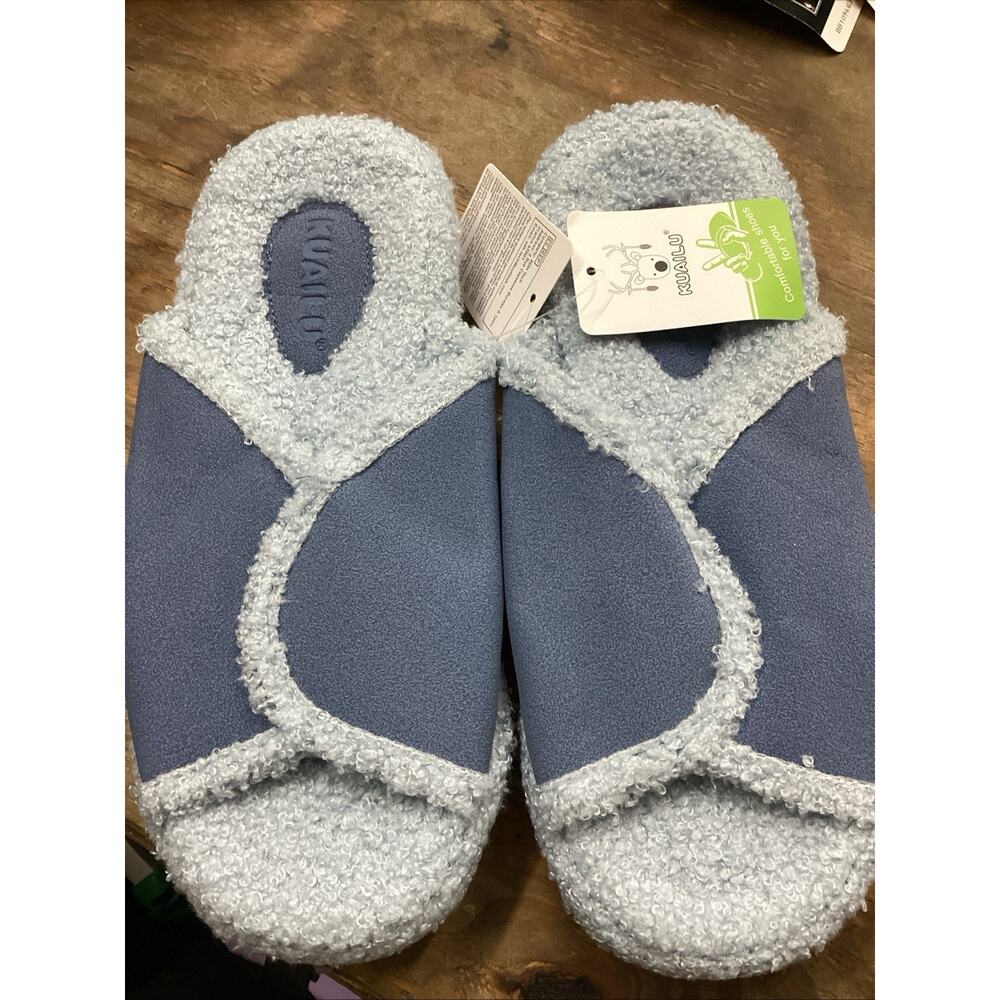 Kuailu Women’s Warm Fuzzy Slippers Blue Size 11
